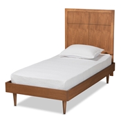 Baxton Studio Rin Mid-Century Modern Walnut Brown Finished Wood Twin Size Platform Bed